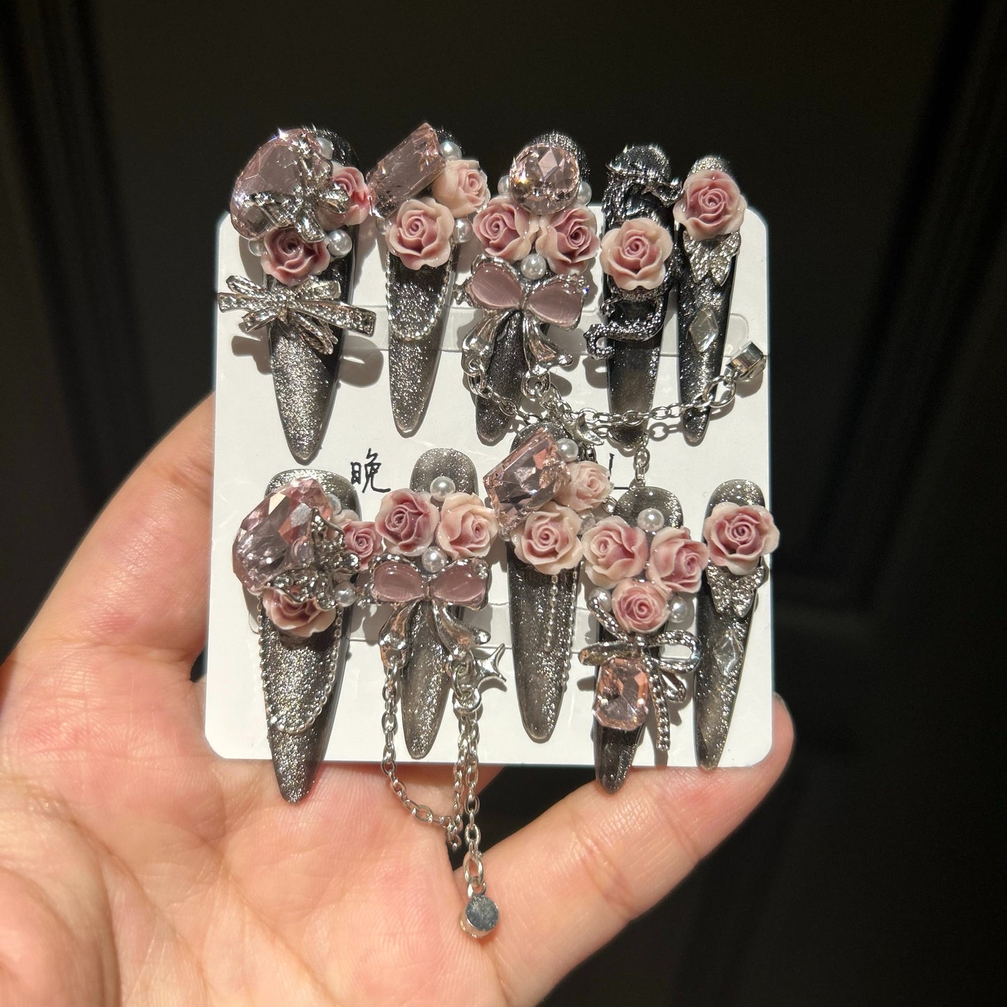 Pink Rose Romance Handmade Press-On Nails