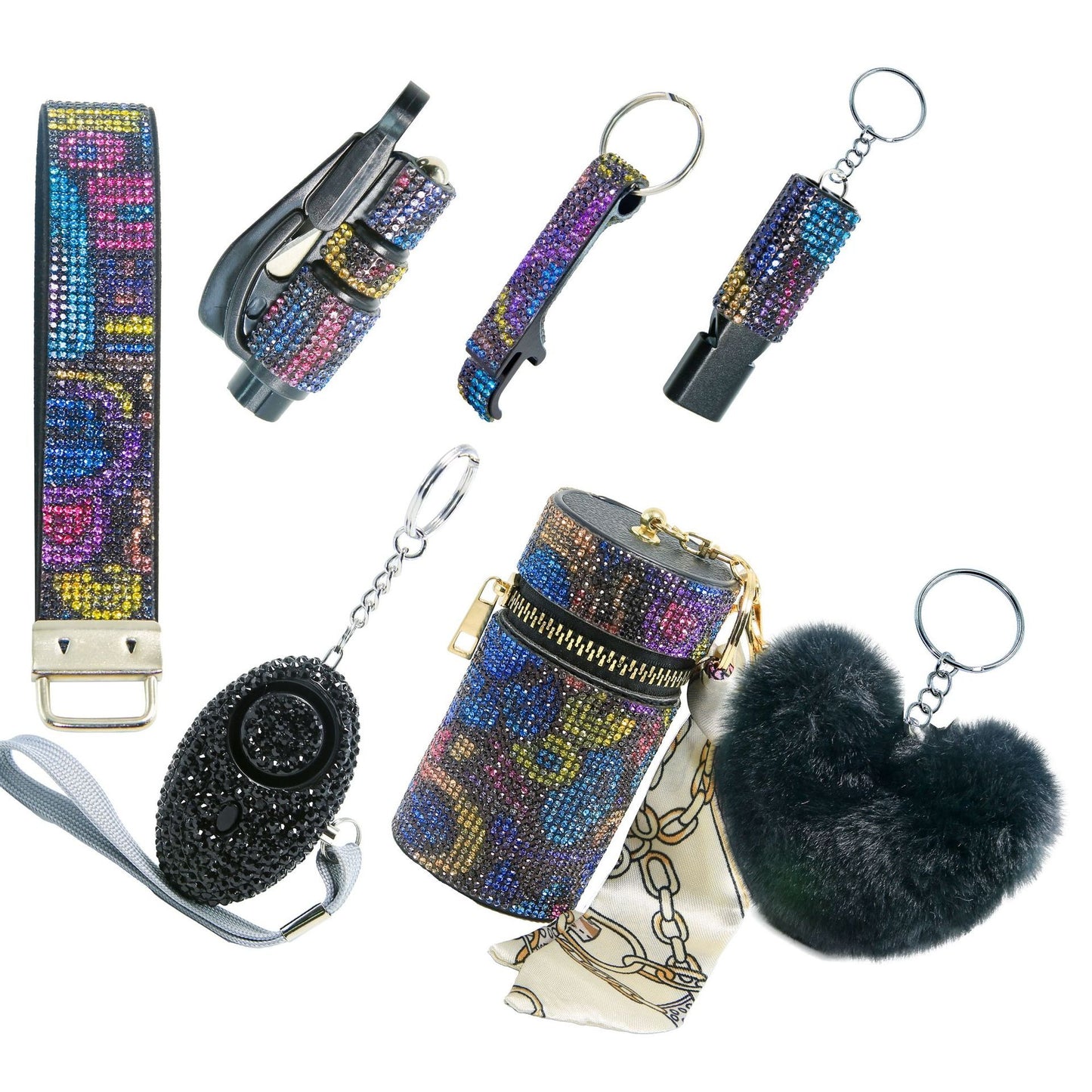 2025 NEW 7pcs Bling Self-Defense Keychain Set