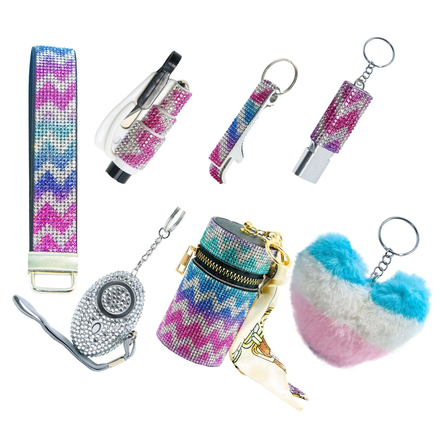 2025 NEW 7pcs Bling Self-Defense Keychain Set