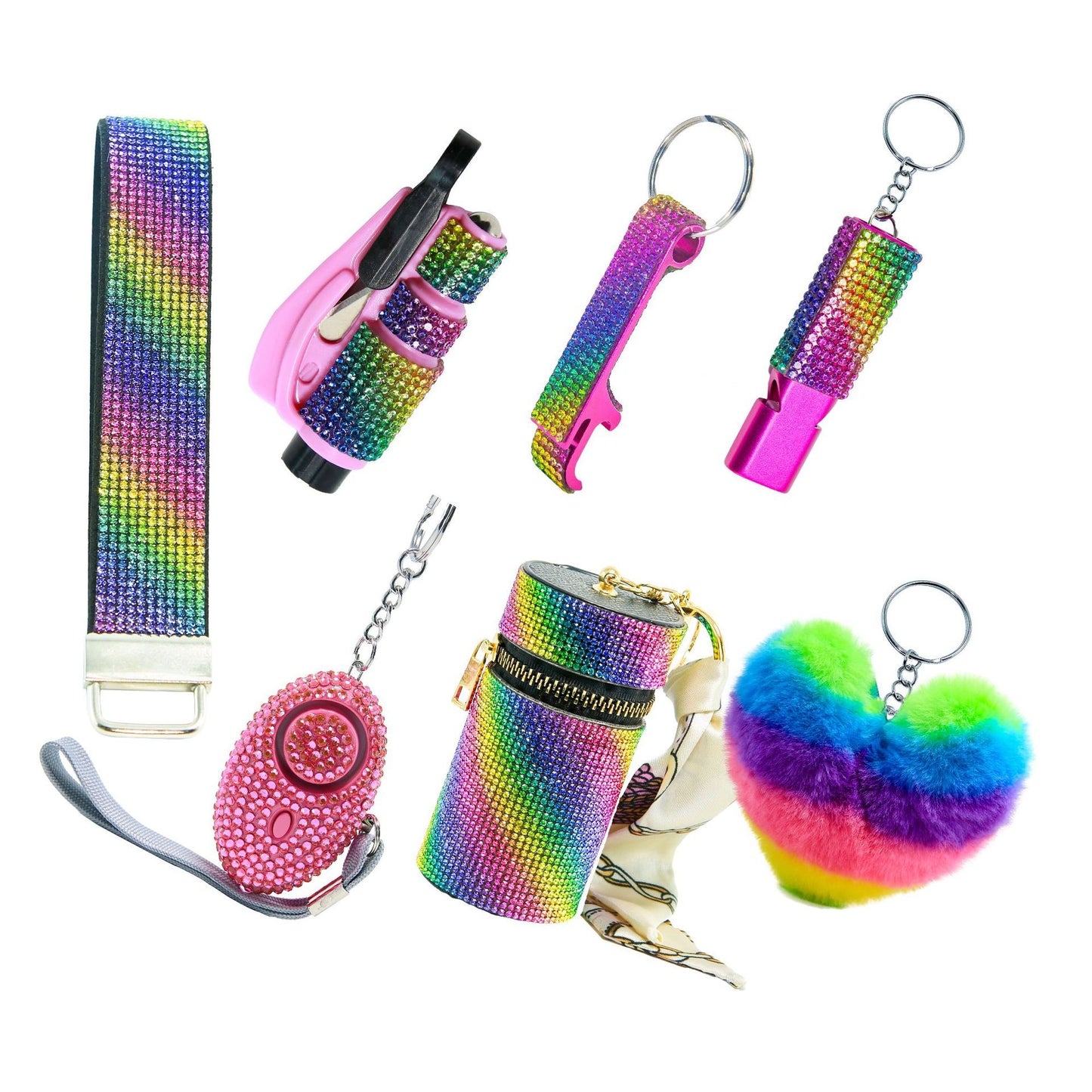 2025 NEW 7pcs Bling Self-Defense Keychain Set