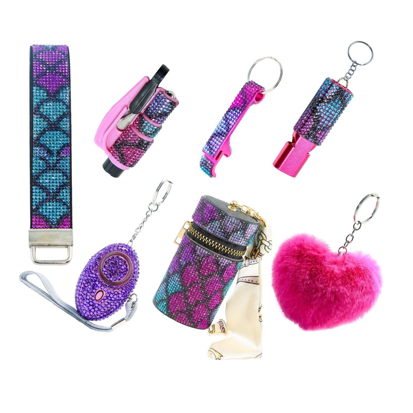 2025 NEW 7pcs Bling Self-Defense Keychain Set