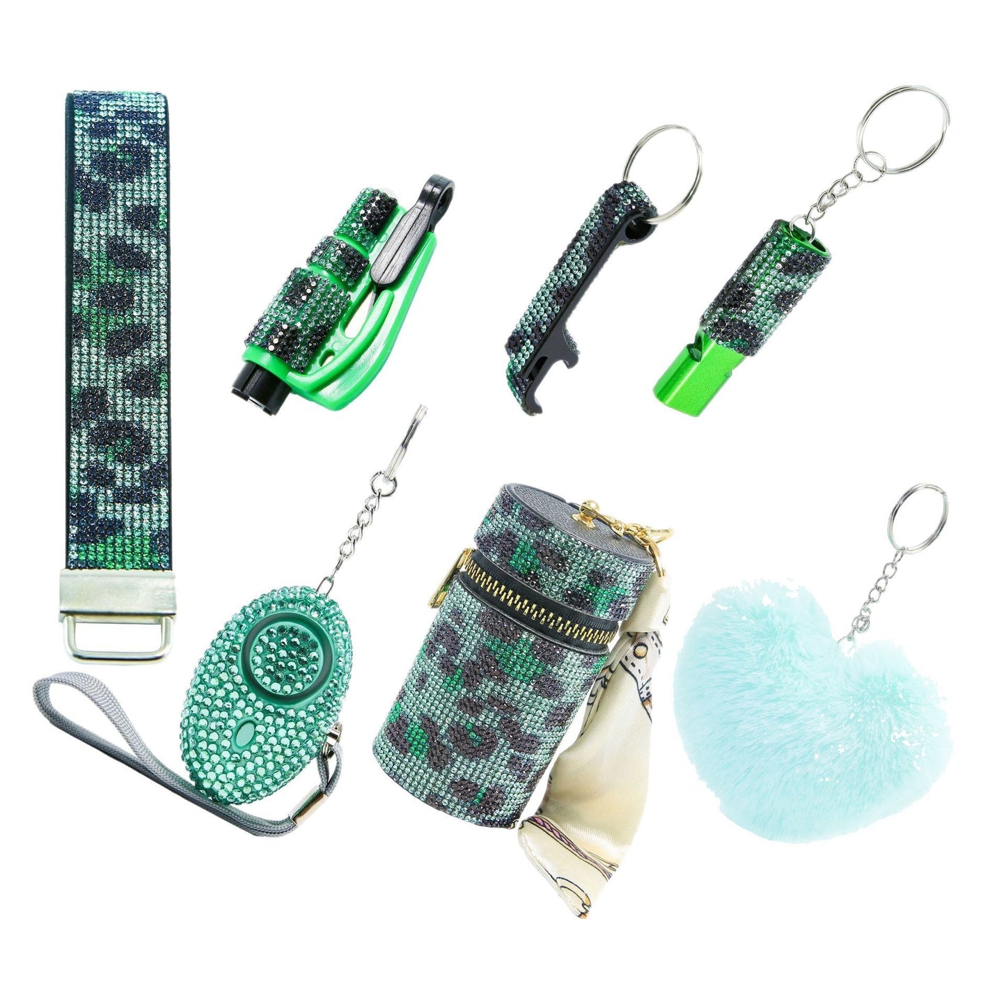 2025 NEW 7pcs Bling Self-Defense Keychain Set