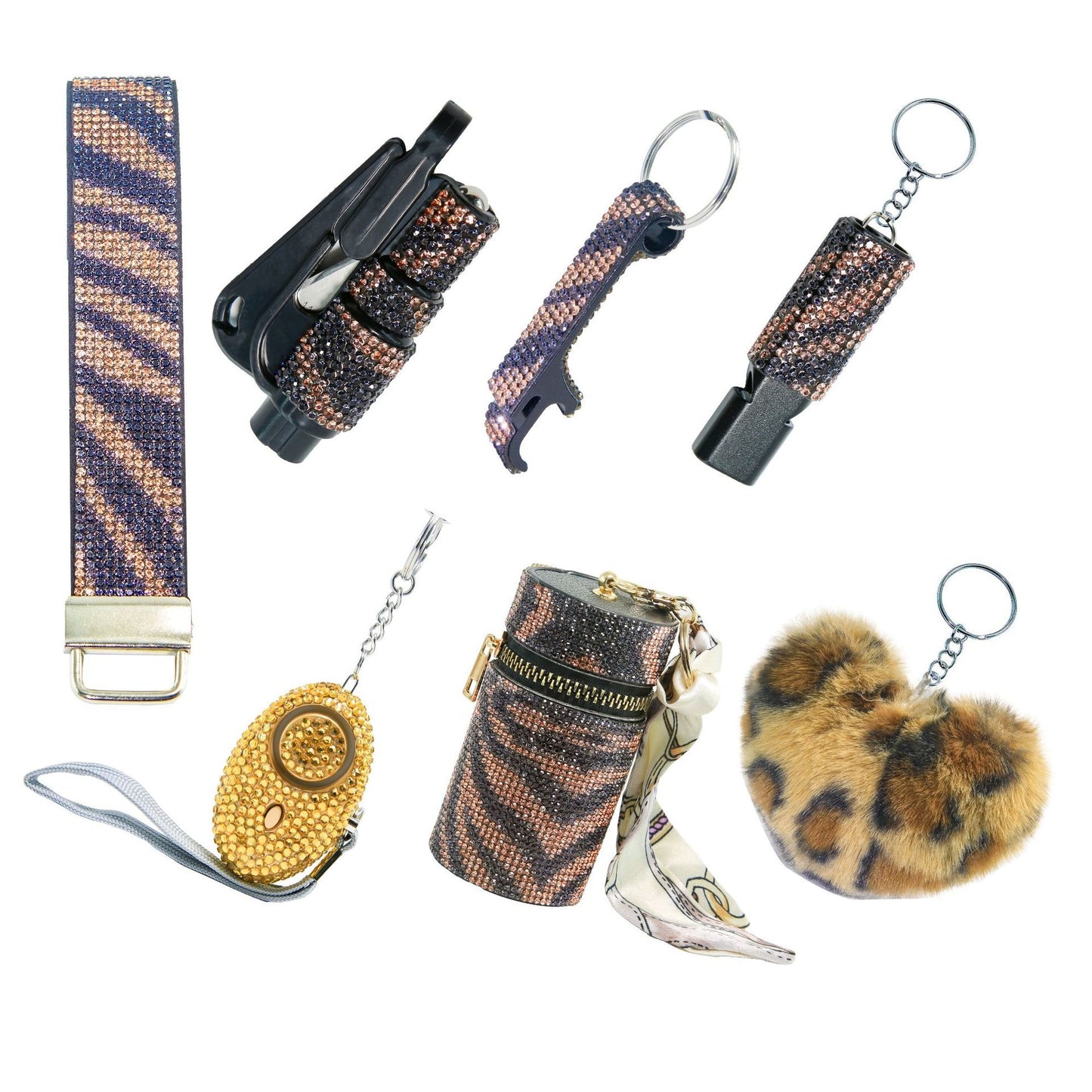 2025 NEW 7pcs Bling Self-Defense Keychain Set