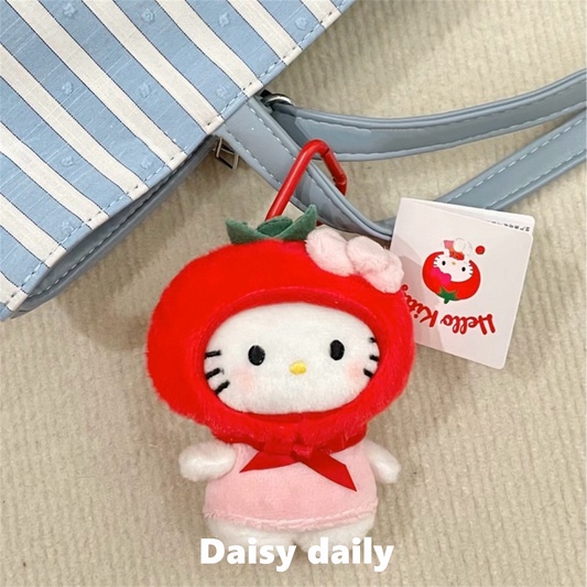 🍅 Hello Kitty Fruit Series Keychain – Tomato Plush Charm
