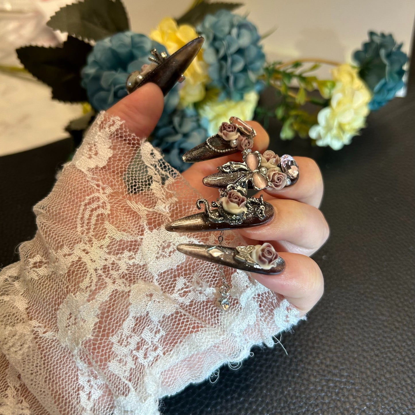 Pink Rose Romance Handmade Press-On Nails