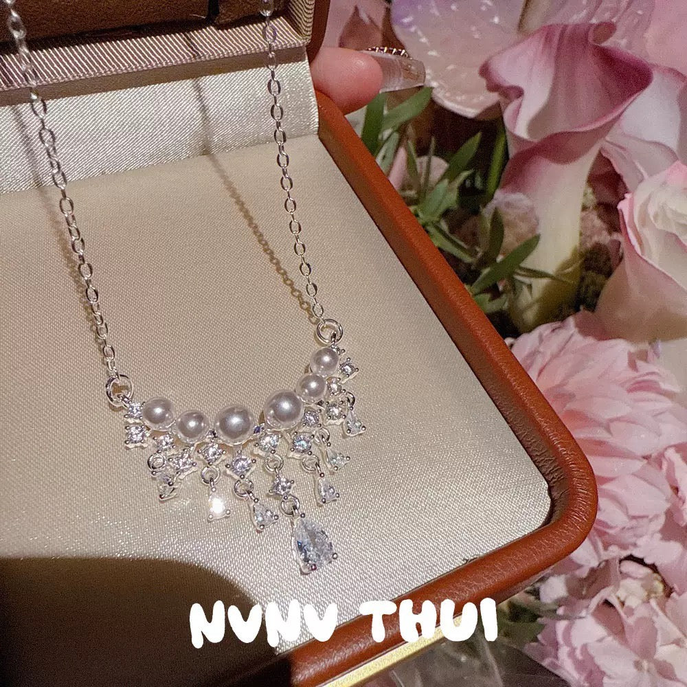 Vintage Starry Tear Pearl Necklace