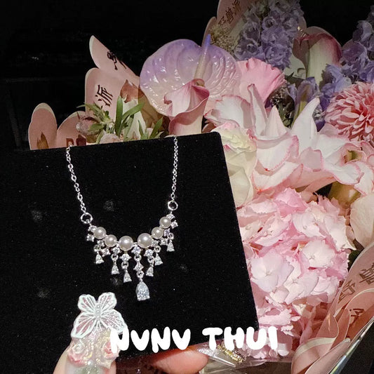 Vintage Starry Tear Pearl Necklace