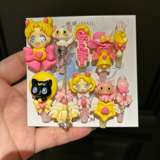 Sailor Moon Inspired Handmade Press-On Nails