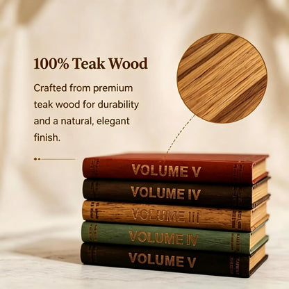 Book-Shaped Wooden Coaster Set 【Book Lovers】