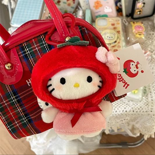 🍅 Hello Kitty Fruit Series Keychain – Tomato Plush Charm