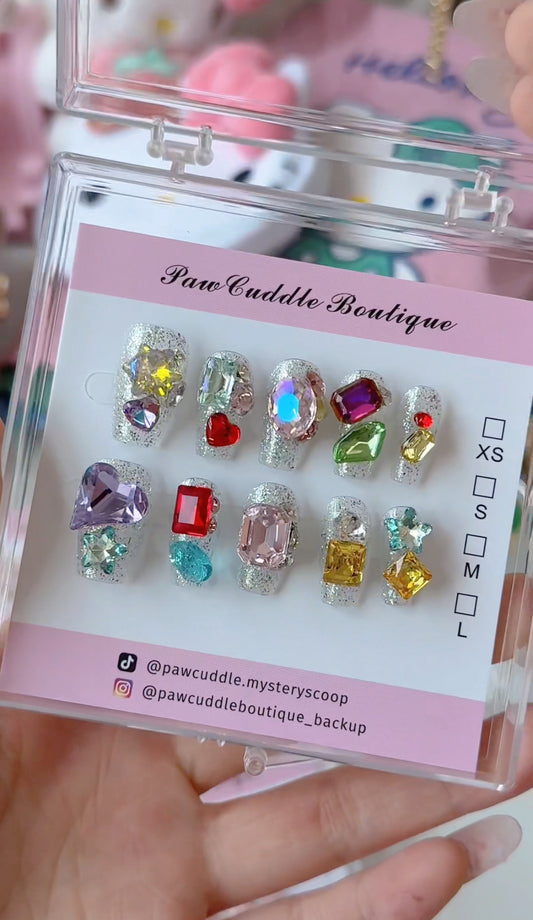 Full Rhinestone Handmade Press-On Nails – Super Sparkly ✨