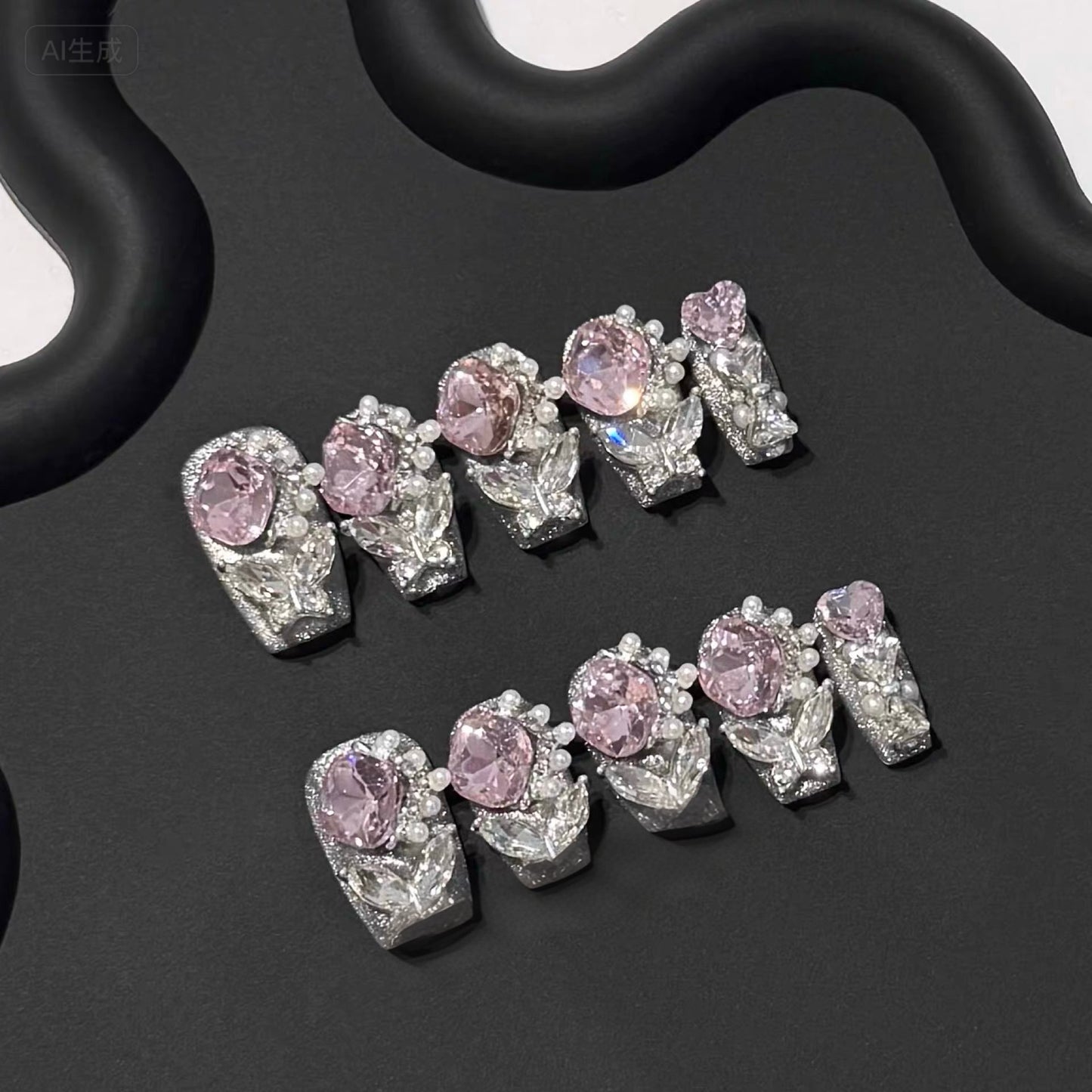 Full Rhinestone Lucky Butterfly Handmade Press-On Nails – Ultra Sparkly ✨🦋