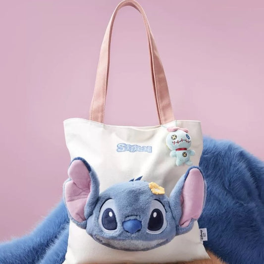 Stitch Plush Tote Bag – Large Capacity Canvas Shoulder Bag