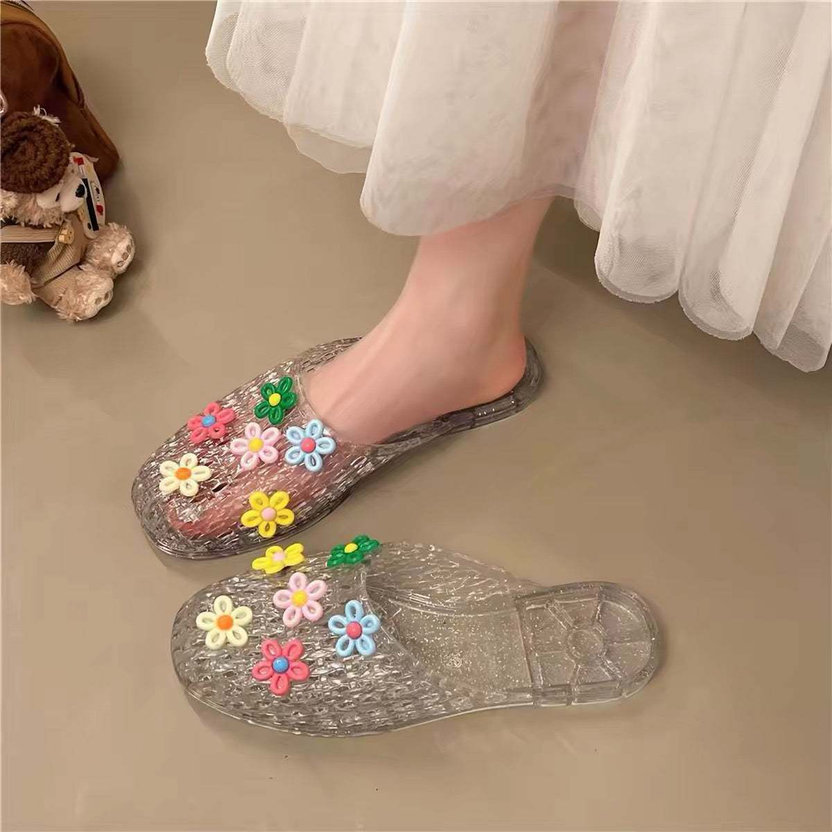 Jelly Flower Clogs - Chunky Platform Summer Sandals