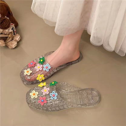 Jelly Flower Clogs - Chunky Platform Summer Sandals
