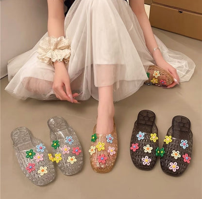 Jelly Flower Clogs - Chunky Platform Summer Sandals