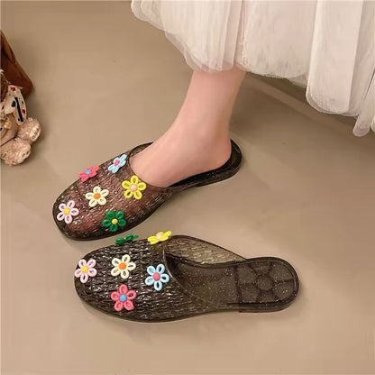 Jelly Flower Clogs - Chunky Platform Summer Sandals