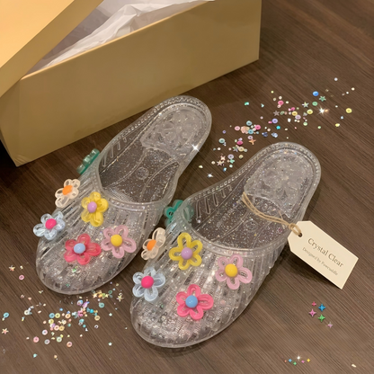 Jelly Flower Clogs - Chunky Platform Summer Sandals