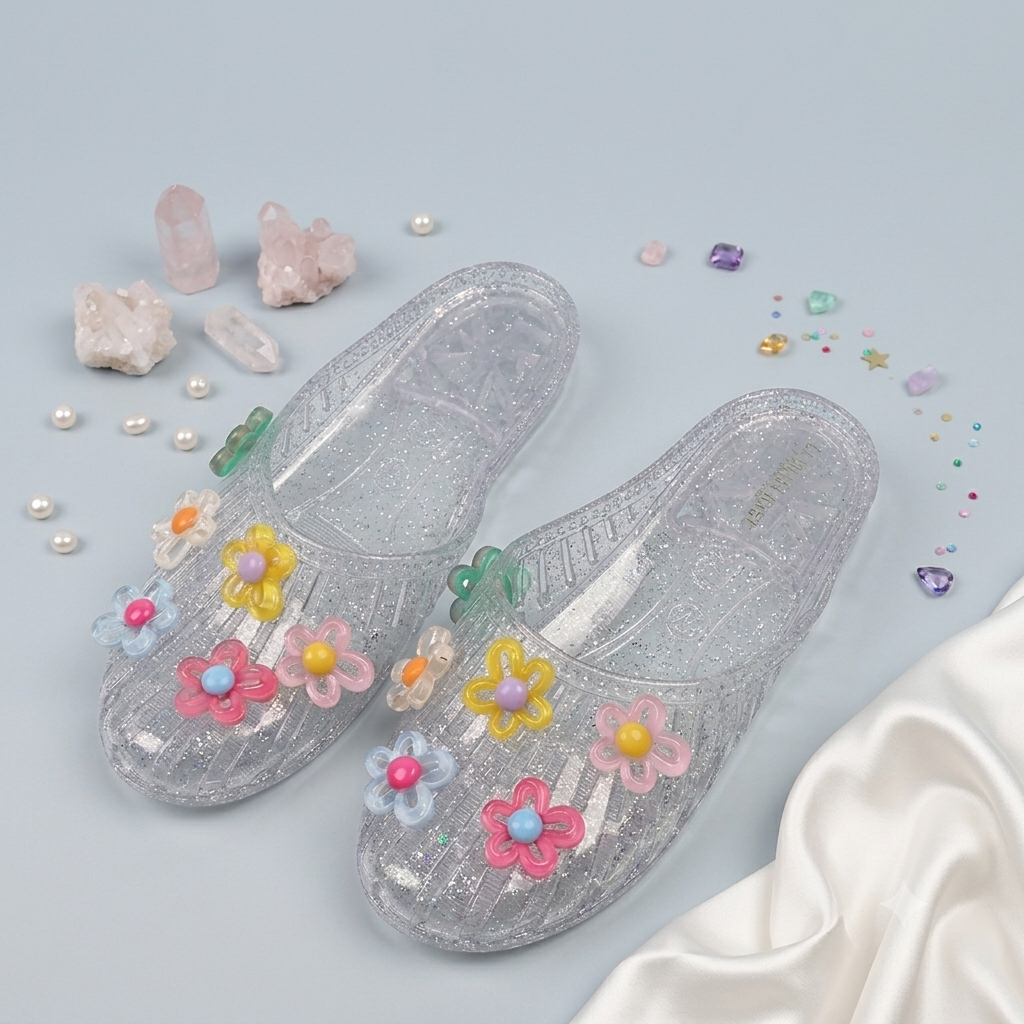 Jelly Flower Clogs - Chunky Platform Summer Sandals