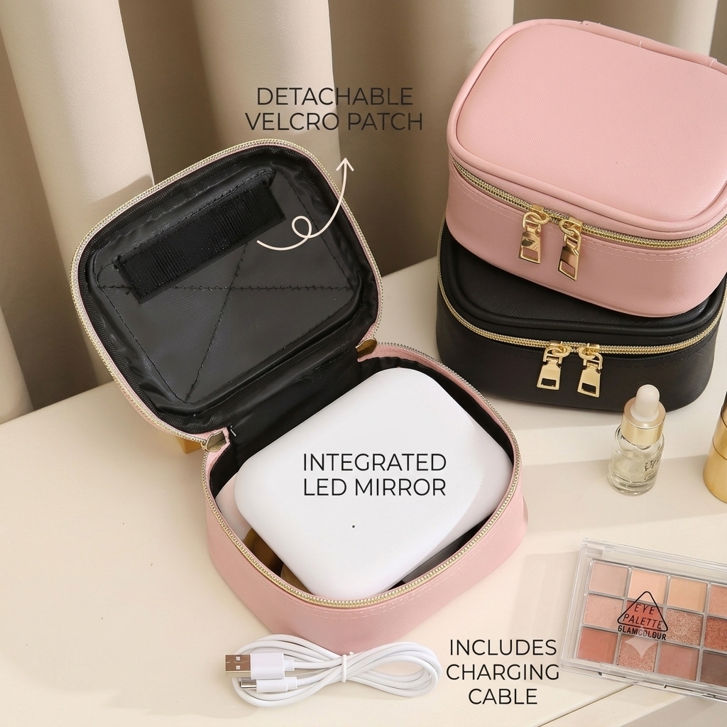 Mini LED Portable Makeup Bag