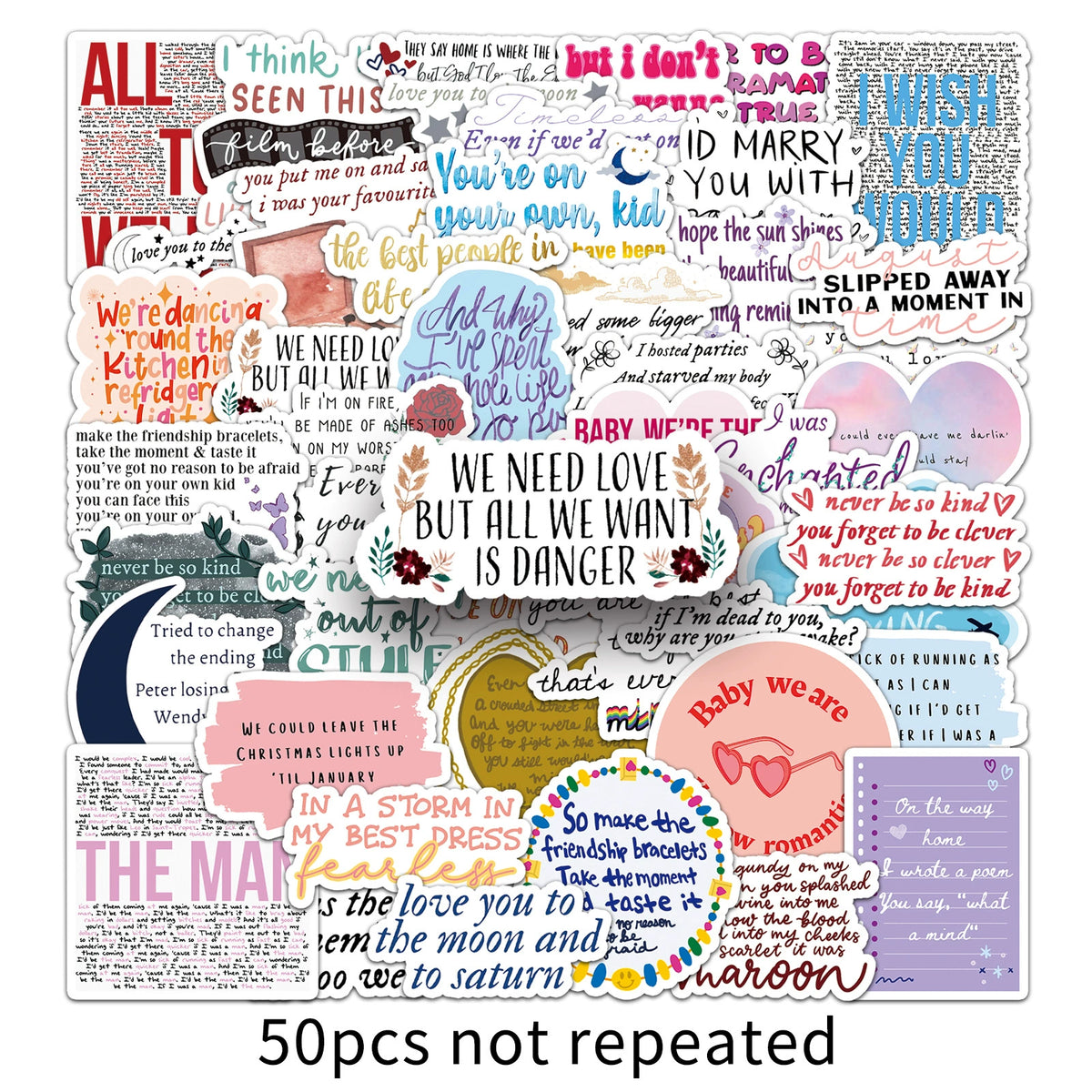 TS-Inspired Lyrics Stickers – 50-Piece Set
