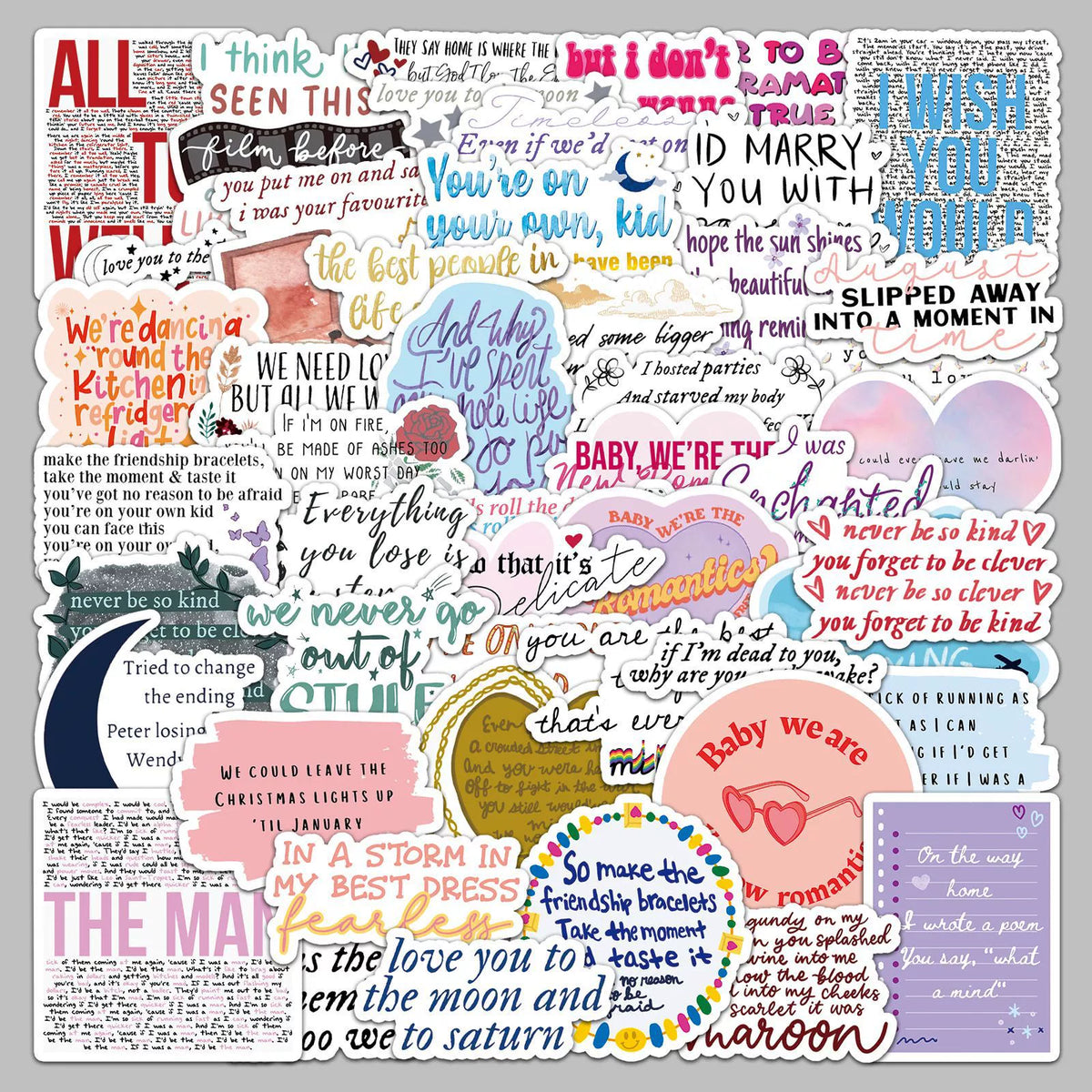 TS-Inspired Lyrics Stickers – 50-Piece Set