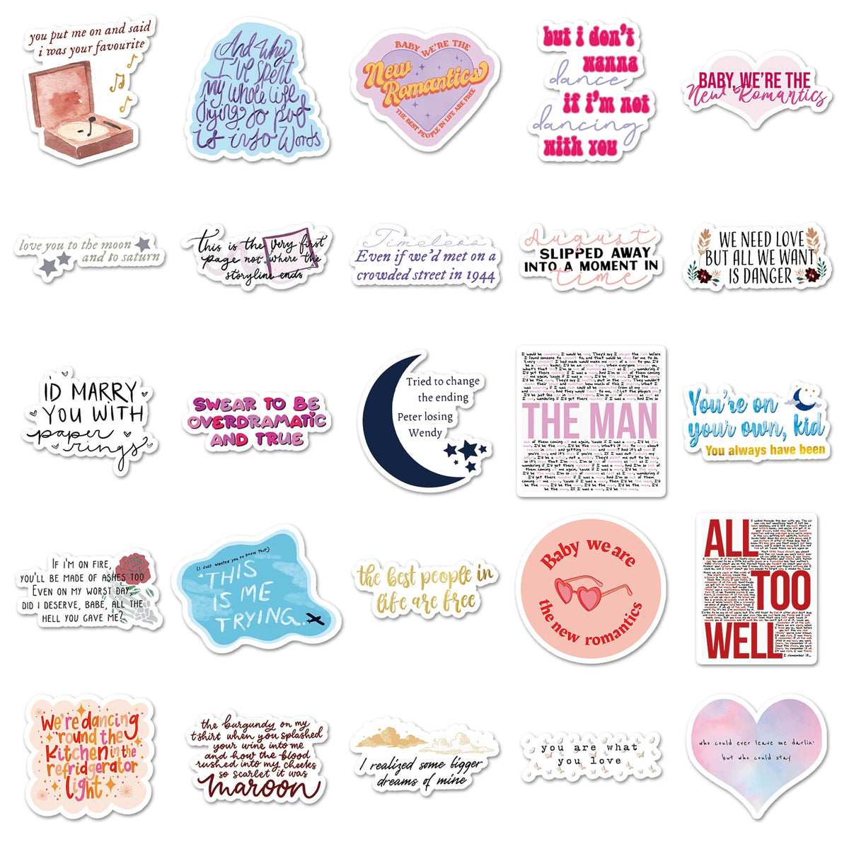TS-Inspired Lyrics Stickers – 50-Piece Set
