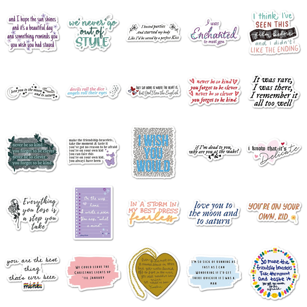 TS-Inspired Lyrics Stickers – 50-Piece Set