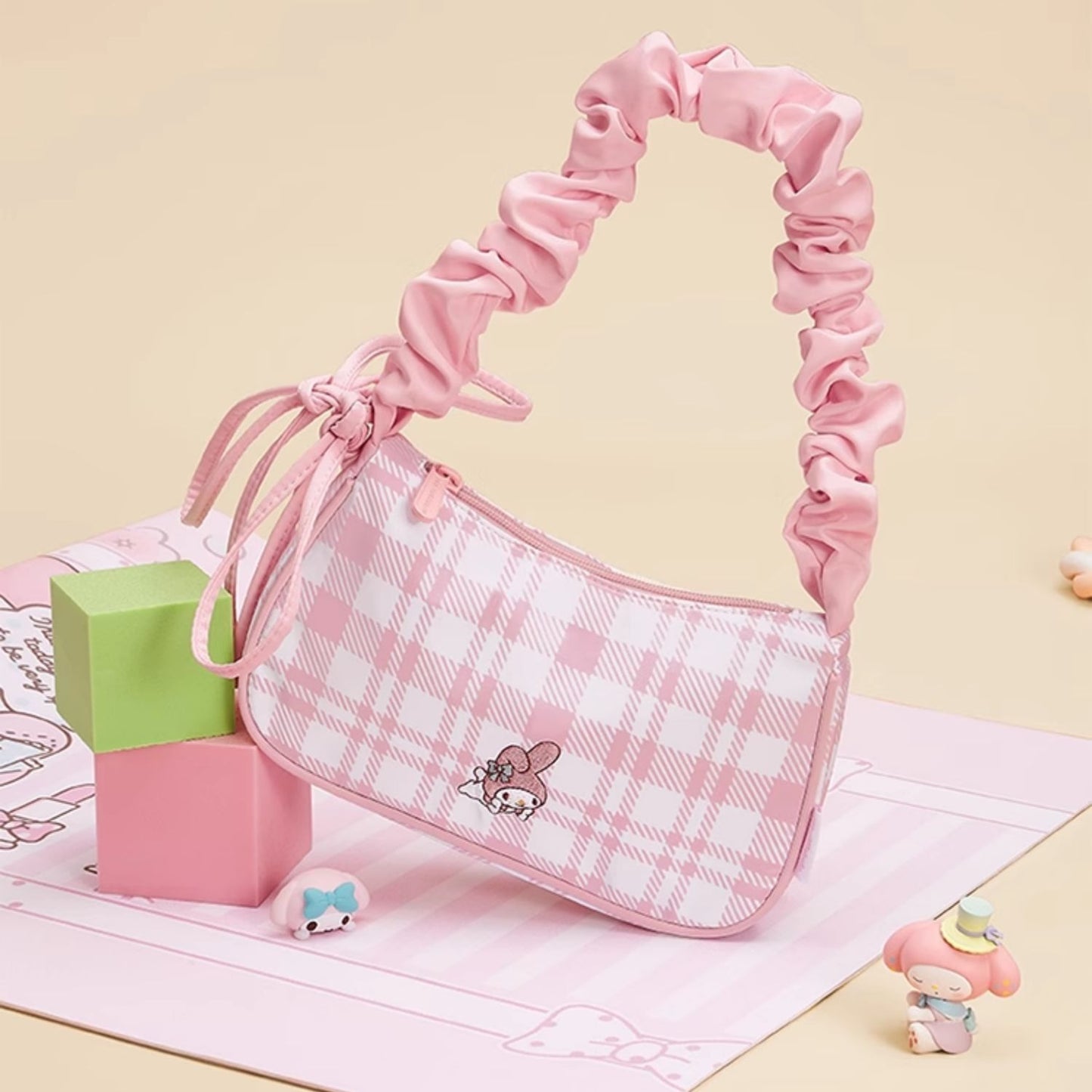 Sanrio Gingham Ruffle Shoulder Bag – Cute Meets Classic!