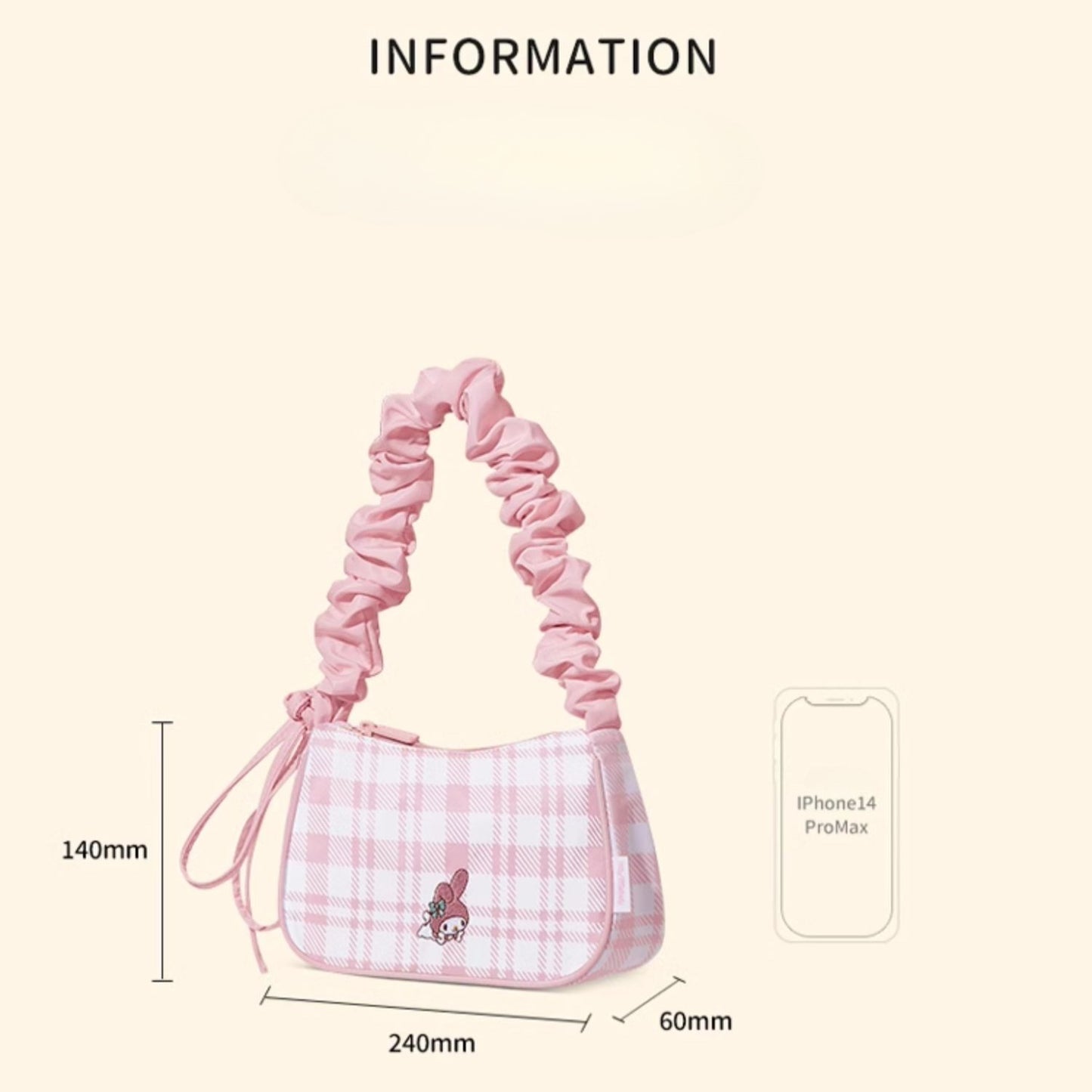 Sanrio Gingham Ruffle Shoulder Bag – Cute Meets Classic!