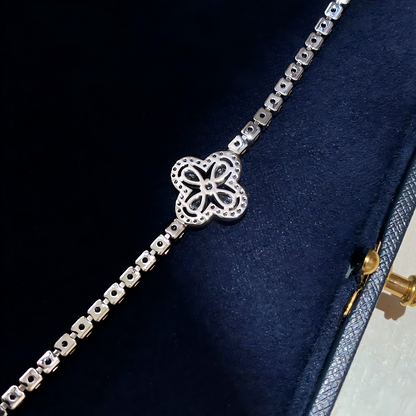 Sparkling Clover Zirconia Tennis Bracelet