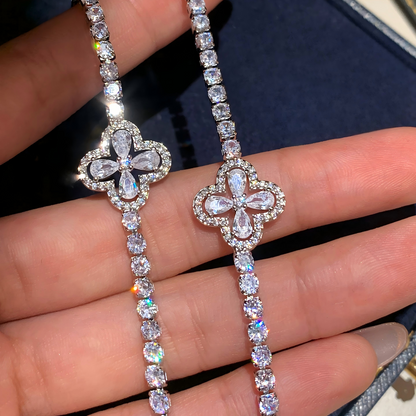Sparkling Clover Zirconia Tennis Bracelet